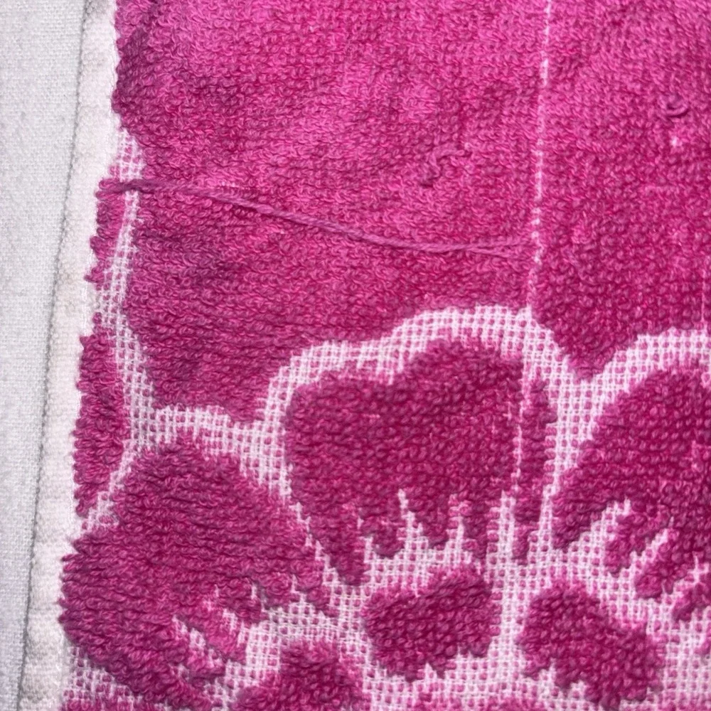 Vintage Pink Floral Hand Towel Retro Flower Pattern 16